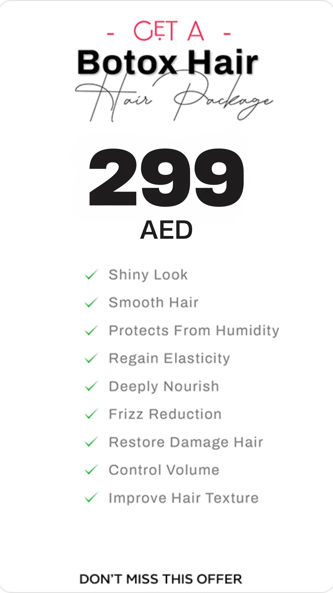 399 Keratin Hair Treatment Package